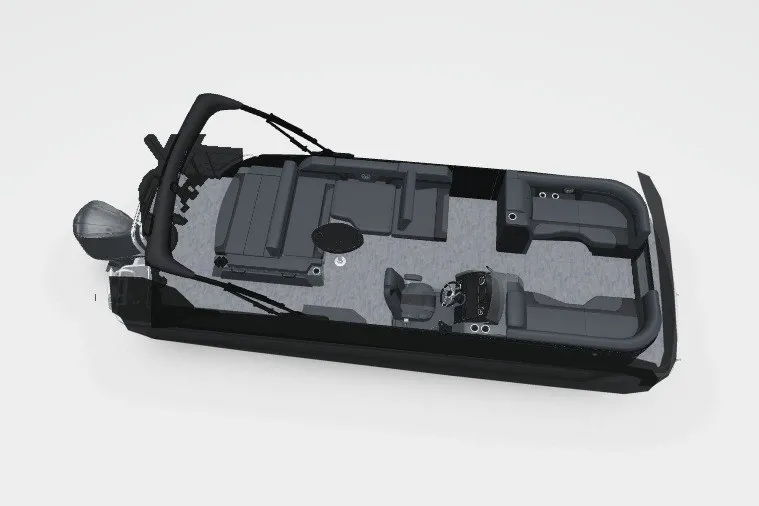 Slide: The Image of 2027 Godfrey Monaco 235 SFL pontoon boat, top view, showcasing seating and helm layout. - 16