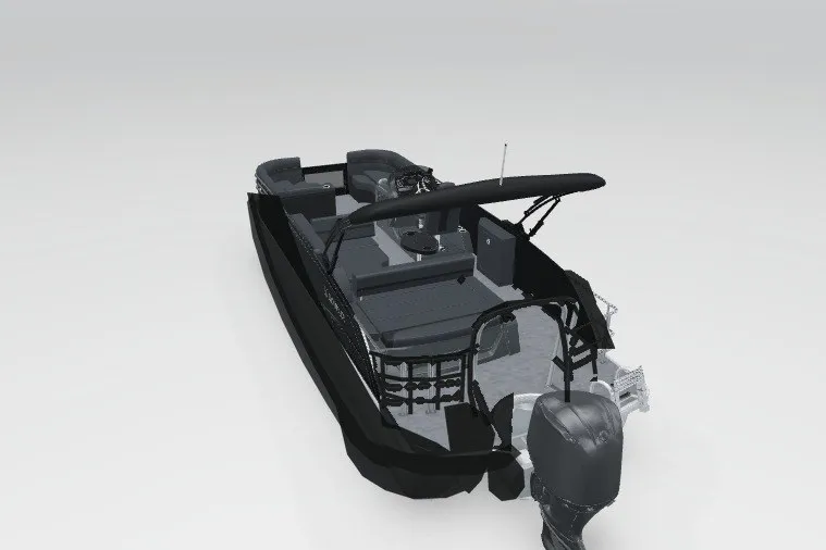 Slide: The Image of 2027 Godfrey Monaco 235 SFL pontoon boat with sleek black design and modern features. - 15