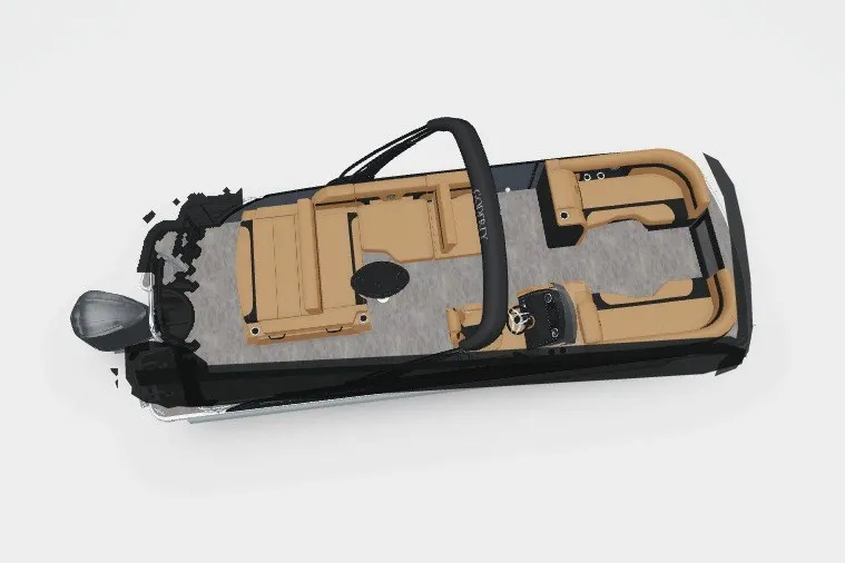 Slide: The Image of 2027 Godfrey Monaco 255 SFL boat, top view, showcasing sleek design and spacious seating. - 16
