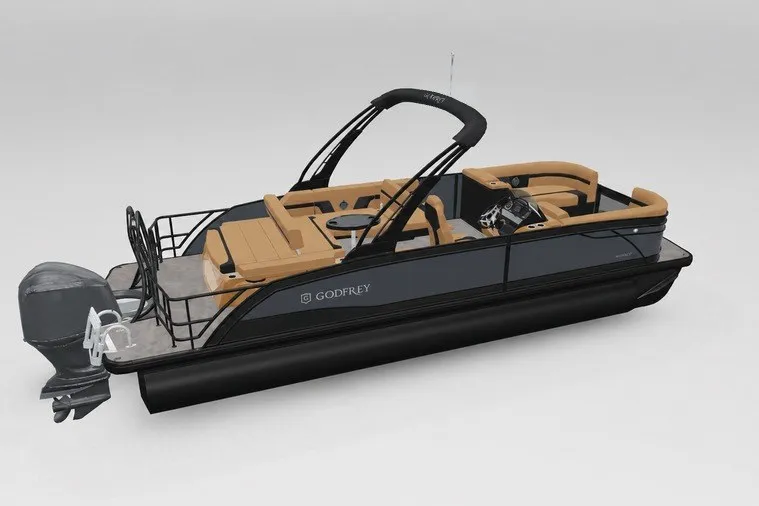 Slide: The Image of 2027 Godfrey Monaco 255 SFL pontoon boat with sleek design and modern features. - 13