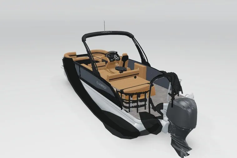 Slide: The Image of 2027 Godfrey Monaco 255 SFL pontoon boat with sleek design and modern features. - 15