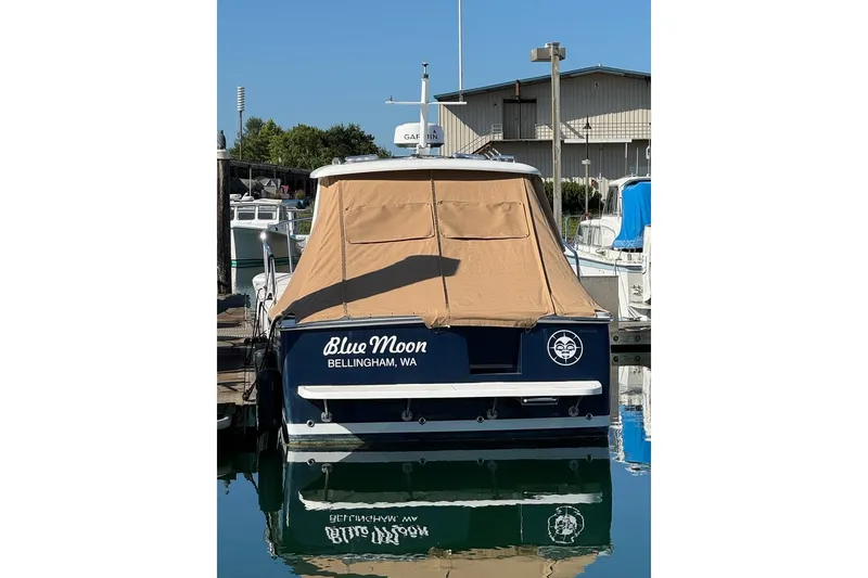 Slide: The Image of 2008 Back Cove 29 boat named "Blue Moon" docked in Bellingham, WA. - 50