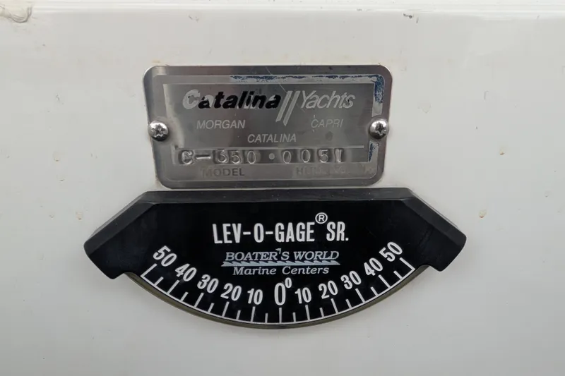 Slide: The Image of Catalina 350 yacht model plate and Lev-O-Gage inclinometer, 2003. - 17