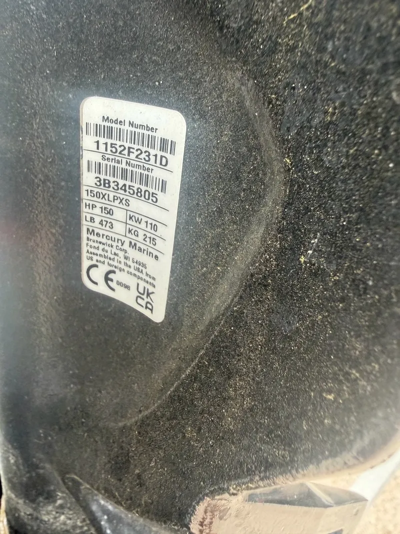 Slide: The Image of Close-up of a label on a Ranger 1850 MS boat engine. - 28
