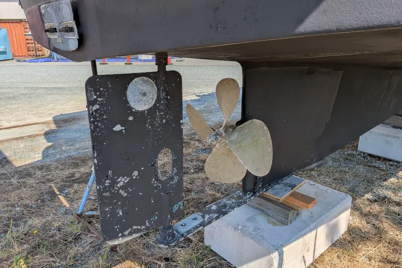 Slide: The Image of Propeller and rudder of a 1997 Nordic Tug 32 on dry dock. - 50