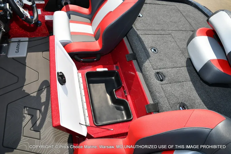 Slide: The Image of The image shows the interior of a Nitro Z20 XL Pro boat with red and gray seats. - 41