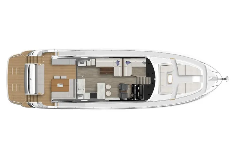 Slide: The Image of Manufacturer Provided Image: Top view of 2026 Riviera 5600 Sport Yacht Platinum Edition layout, showcasing luxurious interior design. - 25