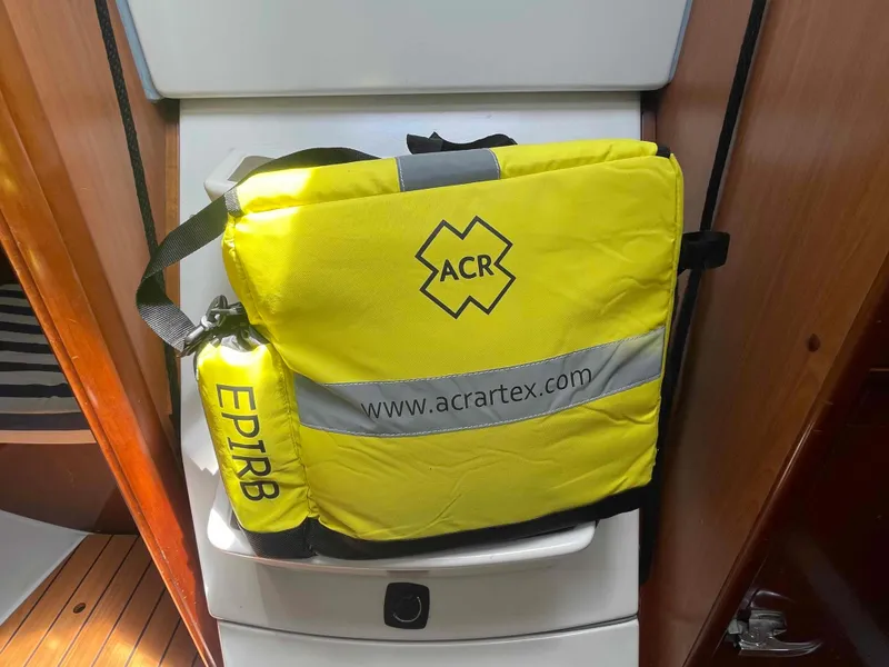 Slide: The Image of Yellow ACR EPIRB bag on Beneteau 361 sailboat, 2004 model. - 41