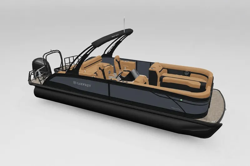 The Image of 2027 Godfrey Monaco 255 SFLC pontoon boat with sleek design and luxurious seating. - 21