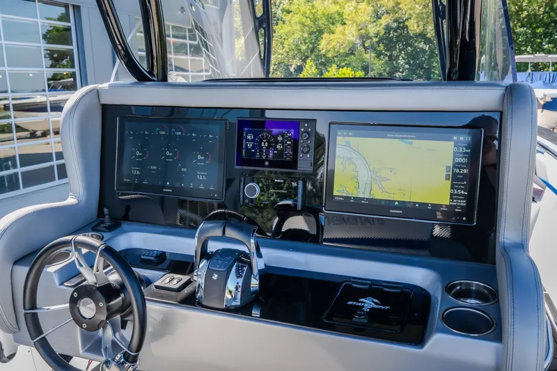 Slide: The Image of Dashboard of 2022 Statement 350 Open boat with advanced navigation displays. - 29