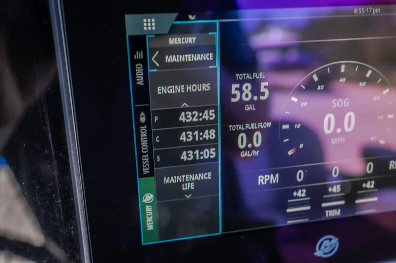 Slide: The Image of Digital dashboard of 2022 Statement 350 Open showing engine hours and fuel data. - 31