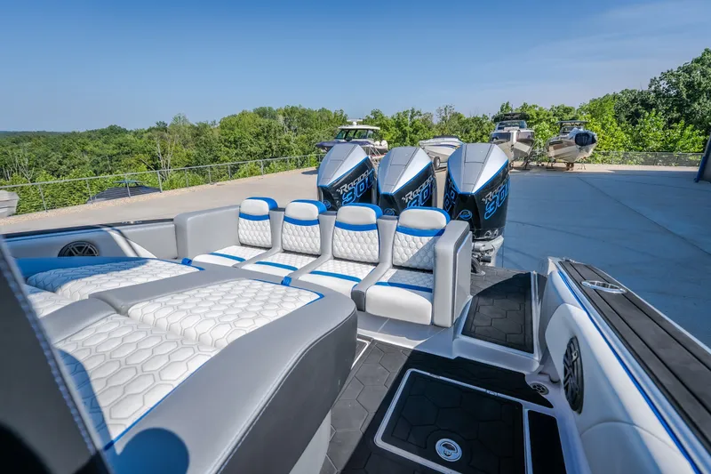 Slide: The Image of Luxury 2022 Statement 350 Open boat with plush seating and powerful engines. - 22