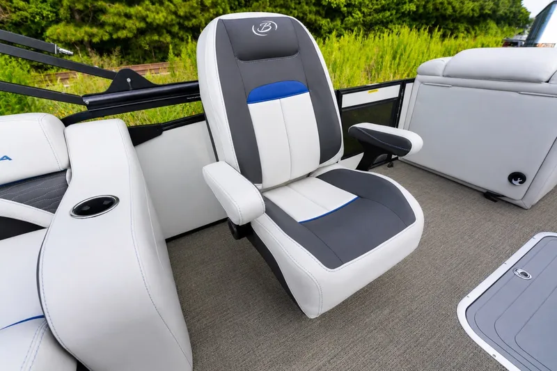 Slide: The Image of 2023 Barletta Corsa 21Q boat interior with stylish seating and modern design. - 11
