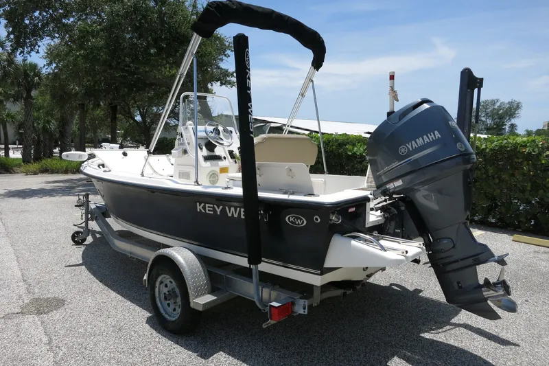Slide: The Image of 2016 Key West 1720 Center Console boat with Yamaha outboard motor on trailer. - 4