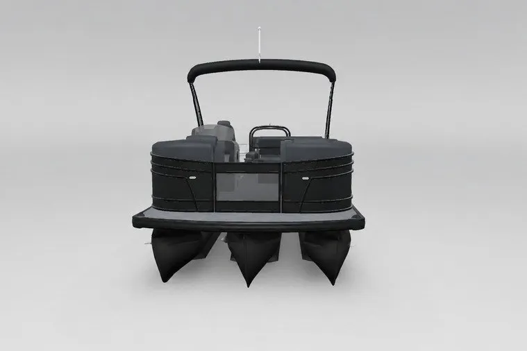 Slide: The Image of Front view of 2027 Godfrey Monaco 255 MTF pontoon boat in sleek black design. - 20