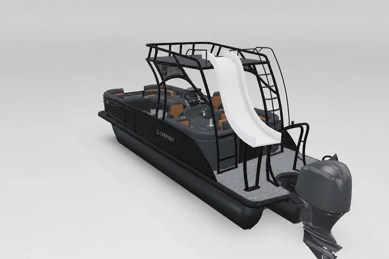 Slide: The Image of 2027 Godfrey Monaco 255 SDC pontoon boat with slide and modern design. - 16