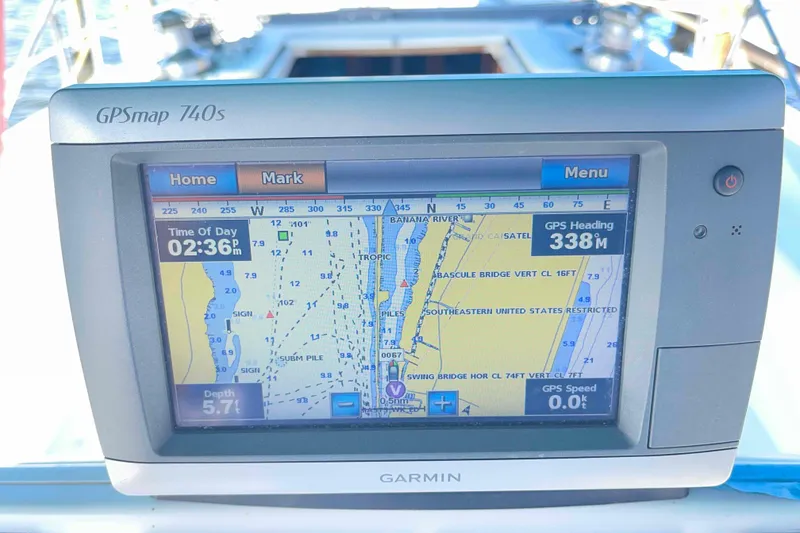 Slide: The Image of Garmin GPSmap 740s displaying nautical chart. - 75