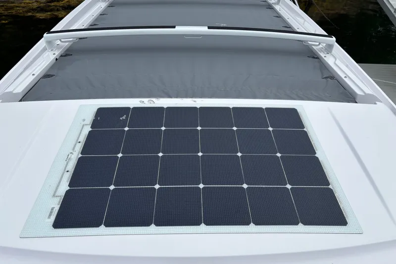 Slide: The Image of Solar panel on 2025 Axopar 29 XC Cross Cabin boat roof, enhancing energy efficiency. - 20