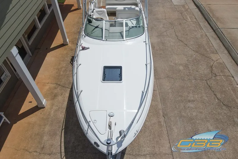 Slide: The Image of 2000 Sea Ray Sundancer 260 boat, aerial view, docked at marina. - 21
