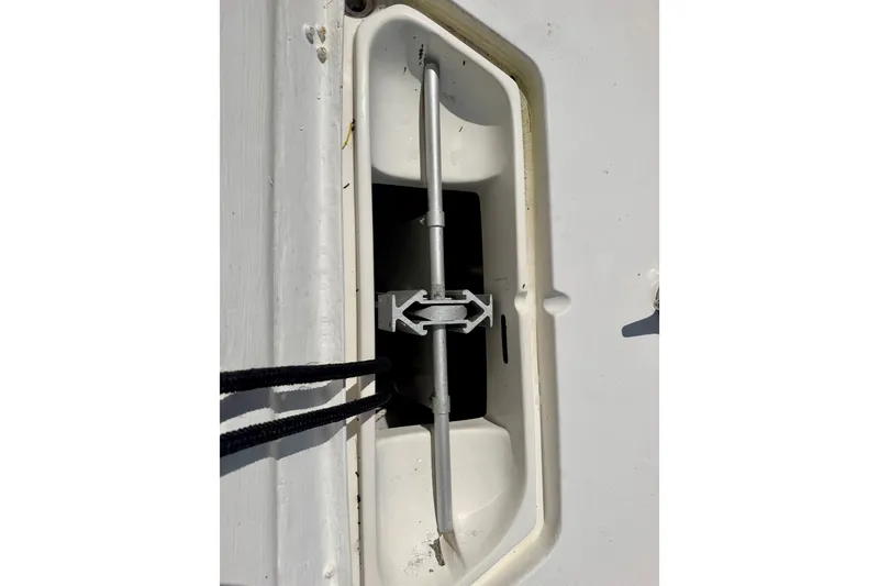 Slide: The Image of Close-up of a 2001 SeaVee 290B boat's anchor storage compartment. - 6