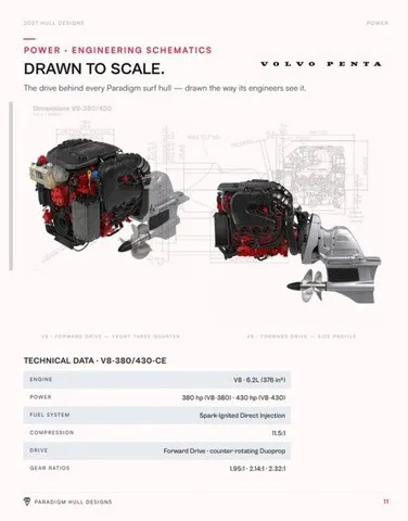 Slide: The Image of Technical drawing of a Volvo Penta engine with specifications and diagrams. - 5
