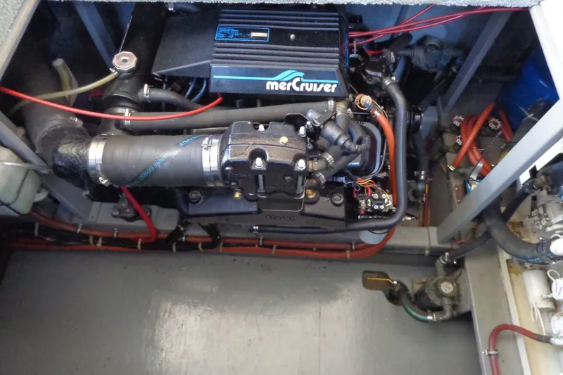 Slide: The Image of Engine compartment of a 1989 Tollycraft 34 Sport Sedan with MerCruiser engine. - 38