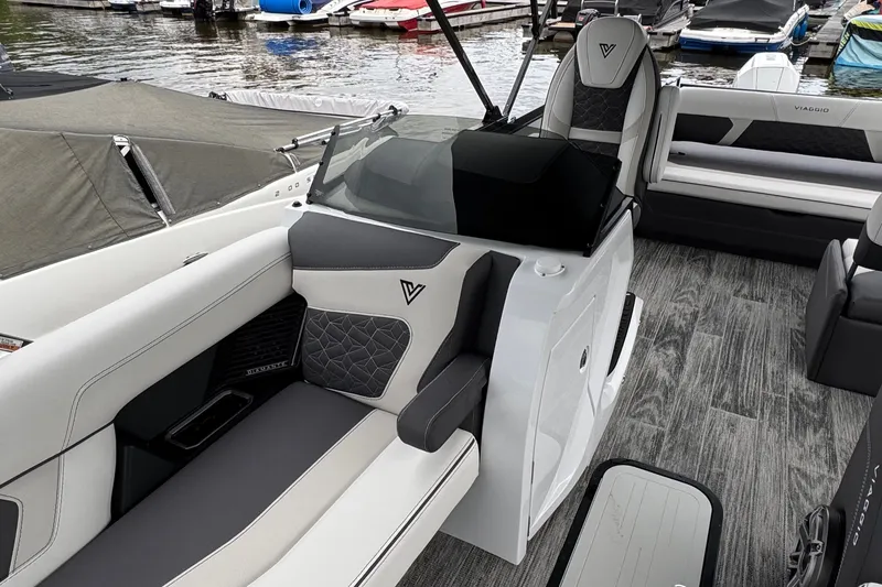 Slide: The Image of Luxurious interior of 2026 Viaggio Diamante S 26 boat with elegant seating and modern design. - 10