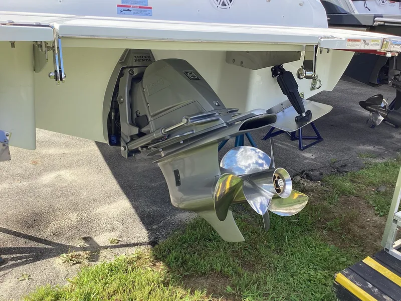 Slide: The Image of A 2027 Cobalt R26 featuring a shiny propeller and a Volvo Penta drive. - 4