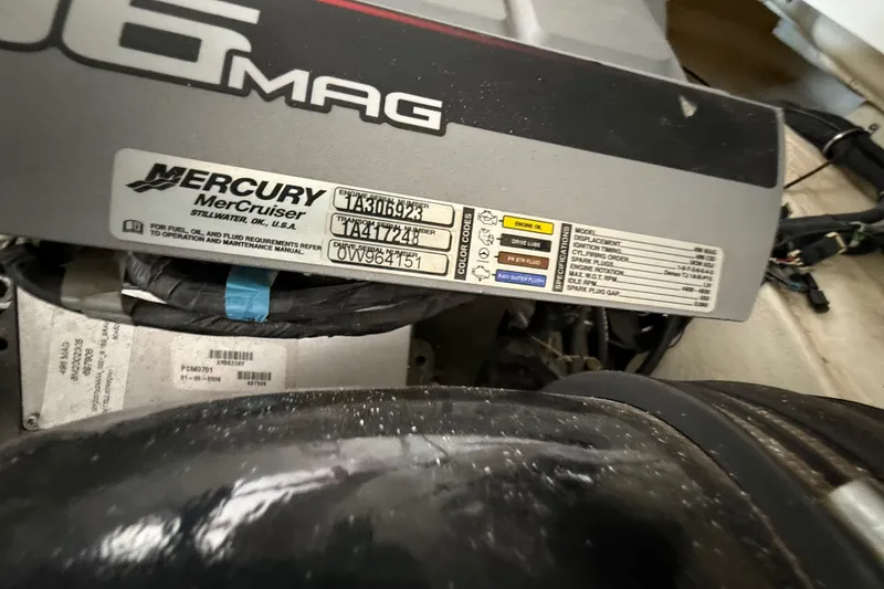 Slide: The Image of Mercury MerCruiser engine label on 2008 Chaparral Sunesta 284 boat. - 39
