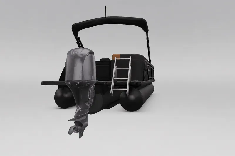 Slide: The Image of 2027 Godfrey Sweetwater 22' Tritoon with outboard motor and ladder, rear view. - 10