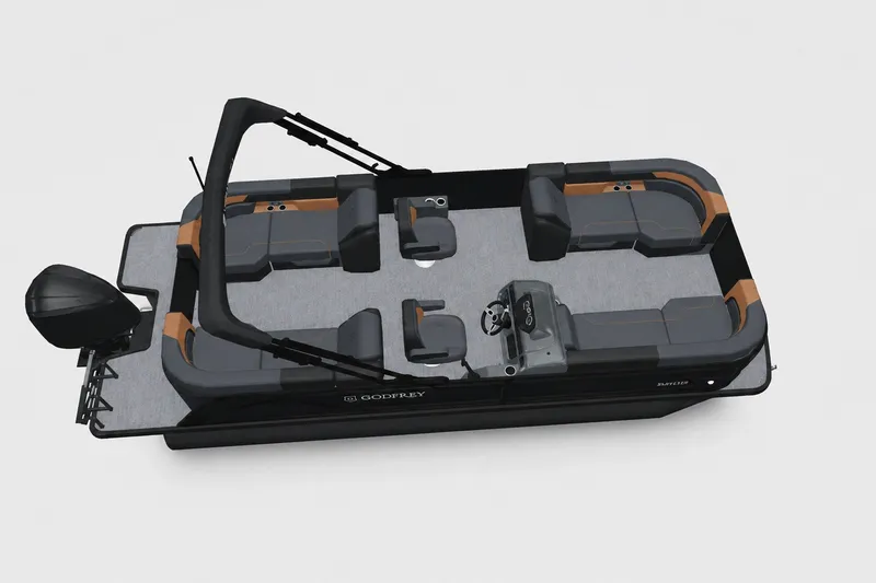 Slide: The Image of 2027 Godfrey Sweetwater 22' Split Bench Tritoon with sleek design and spacious seating. - 9