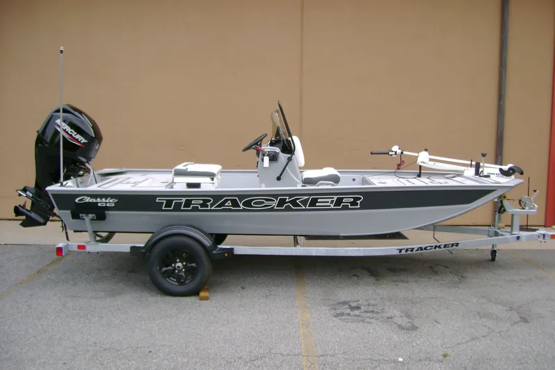 The Image of 2027 Tracker Bass Tracker Classic CC boat on trailer, side view. - 0