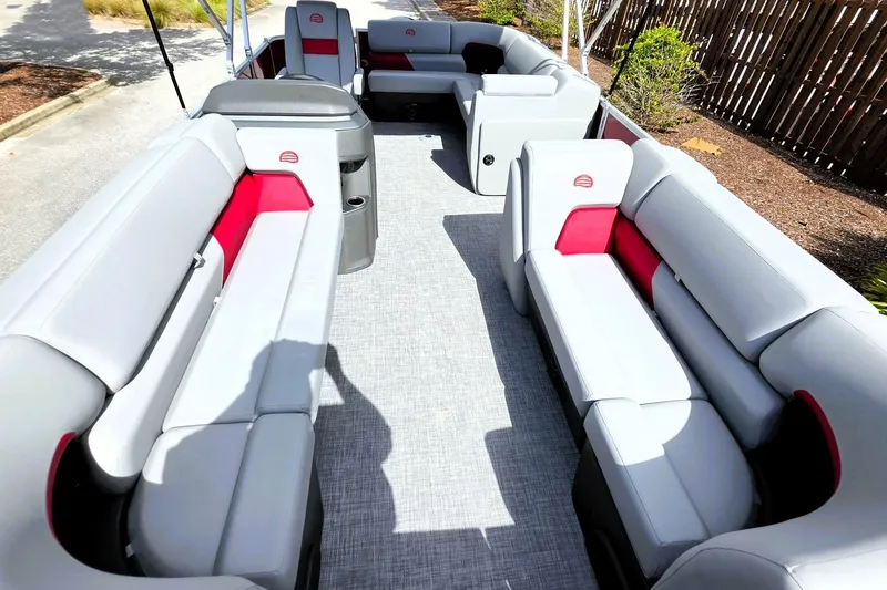 Slide: The Image of 2027 Sun Tracker Party Barge 20 DLX with spacious seating and modern design. - 15