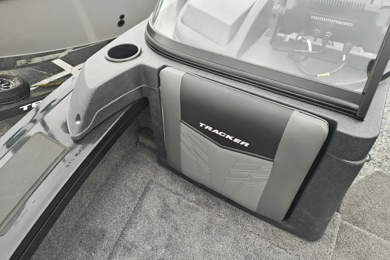 Slide: The Image of 2026 Tracker Targa V-19 WT boat interior with windshield and console details. - 37