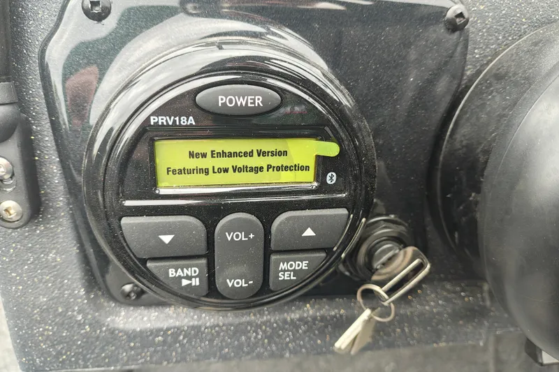 Slide: The Image of Control panel of 2026 Tracker Targa V-19 WT with enhanced low voltage protection feature. - 19