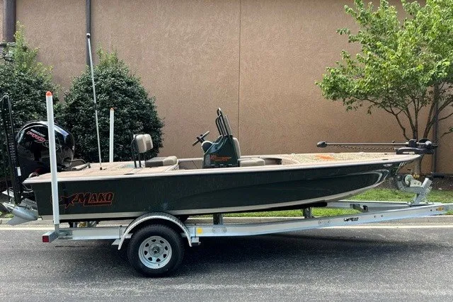The Image of 2026 Mako 18 Pro Skiff Backwater Edition on trailer, parked outdoors. - 0
