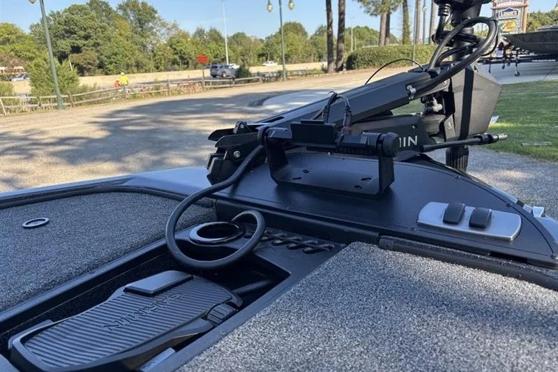 Slide: The Image of 2027 Nitro Z18 XL Pro boat deck with control panel and foot pedal. - 15