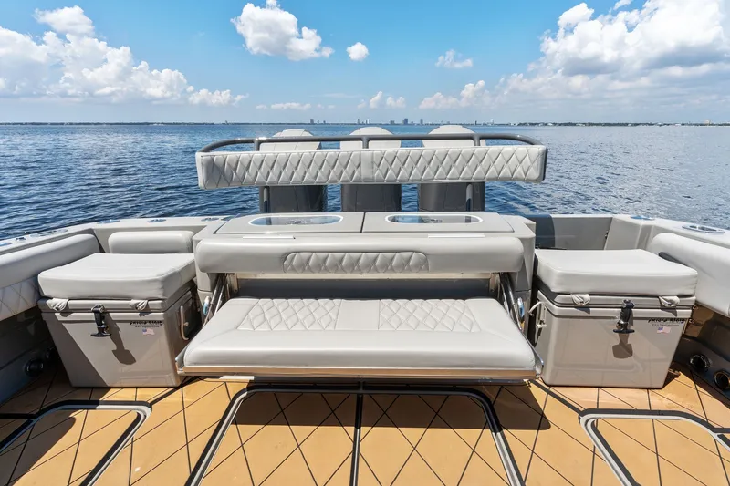 Slide: The Image of Luxury seating on 2023 HCB 42 Lujo boat with ocean view. - 27