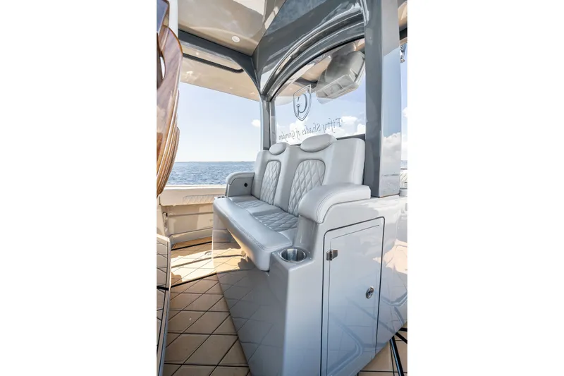 Slide: The Image of Luxurious seating on 2023 HCB 42 Lujo boat with ocean view. - 47