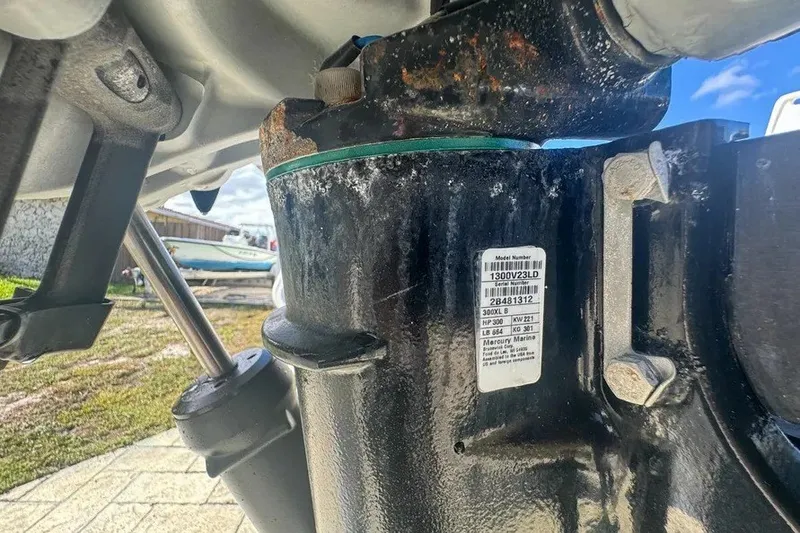 Slide: The Image of Close-up of a 2018 Blue Wave 2400 PureBay boat engine component. - 68