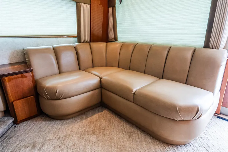 Slide: The Image of Luxurious leather seating in 2003 Egg Harbor 42 Convertible yacht interior. - 14