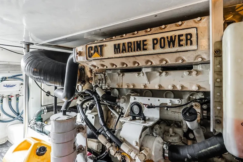 Slide: The Image of Engine room of 2003 Egg Harbor 42 Convertible with CAT Marine Power engine. - 42