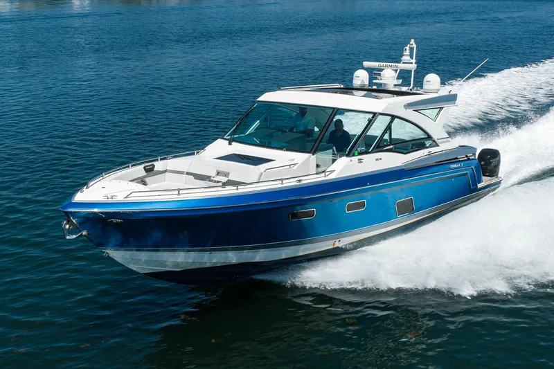 Slide: The Image of 2019 Formula 430 Super Sport Crossover cruising on open water. - 73