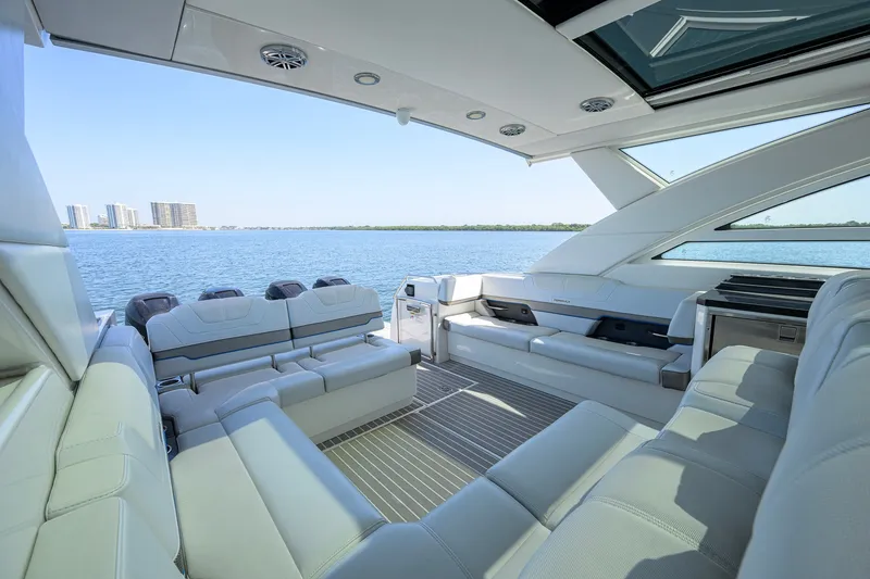 Slide: The Image of Luxurious interior of 2019 Formula 430 Super Sport Crossover yacht with waterfront view. - 14