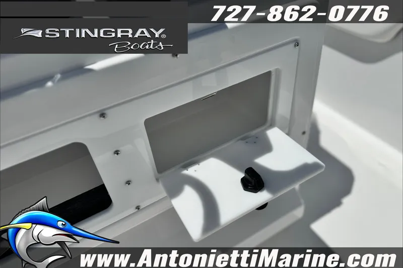Slide: The Image of 2027 Stingray 17 CC boat detail with contact info and logo from Antonietti Marine. - 24