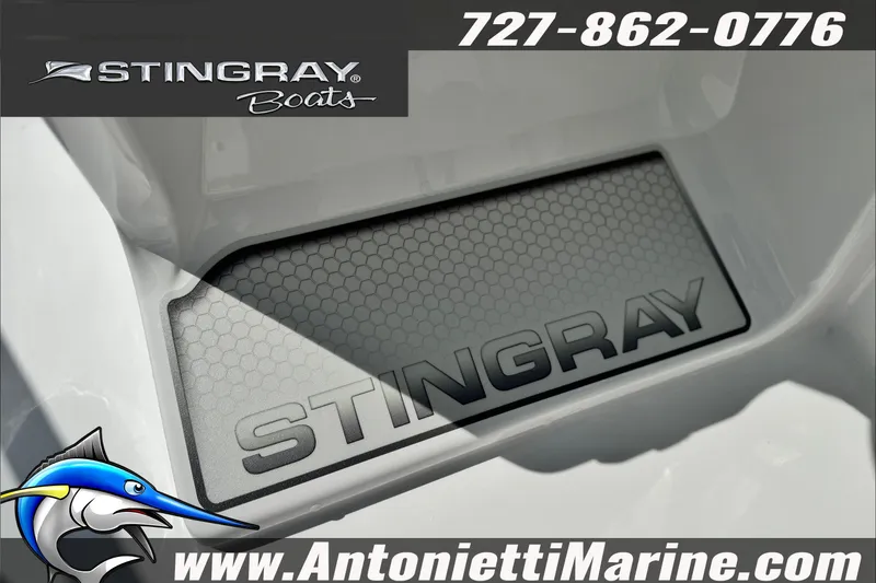 Slide: The Image of Stingray 19 DC 2027 boat with logo, contact number, and website details. - 24