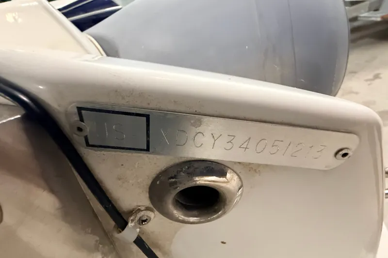 Slide: The Image of 2013 Zodiac Yachtline 2 Deluxe 340 boat identification plate with serial number. - 15