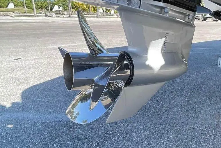 Slide: The Image of Shiny propeller of a 2009 Midnight Express 34 Open boat on pavement. - 8