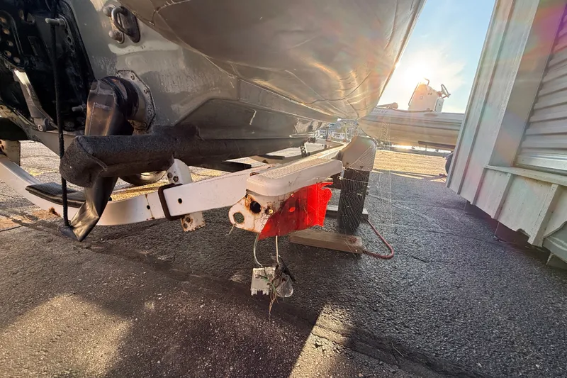 Slide: The Image of Zodiac Milpro SR 4.70 boat trailer detail, 2014 model, in sunlight. - 17