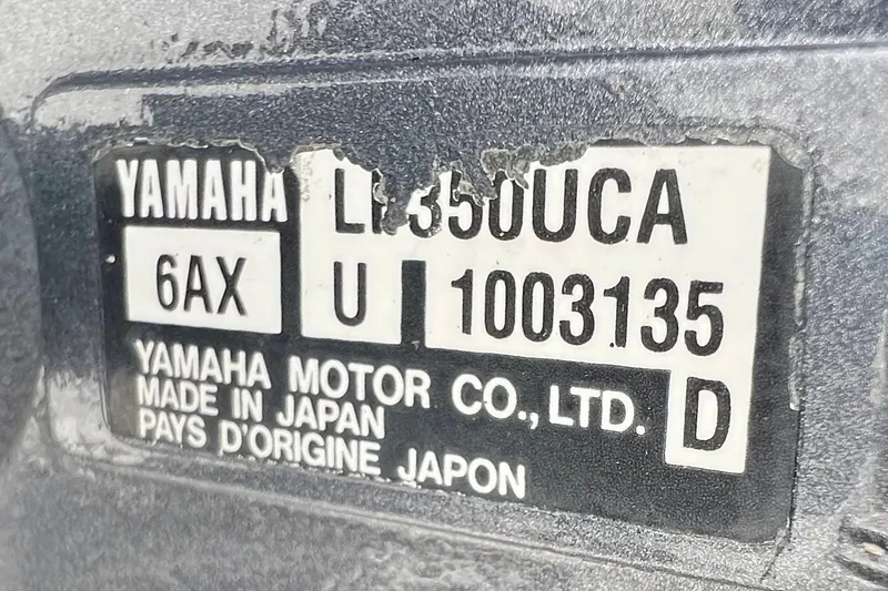 Slide: The Image of Label on Yamaha motor, model LF350UCA, made in Japan for 2016 Sportsman Heritage 231 Center Console. - 56